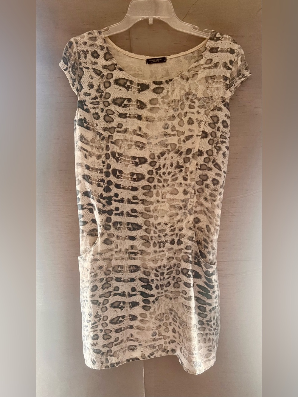 Lingo L’Arno Made in Italy Linen Dress Size S Black/green/camo Animal Print